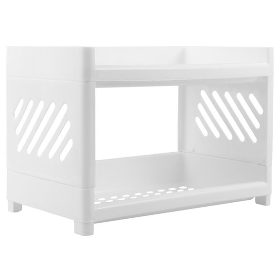 WHAMVOX White Plastic Bathroom Countertop Organizer 2 Tier Storage Shelf for Home Use