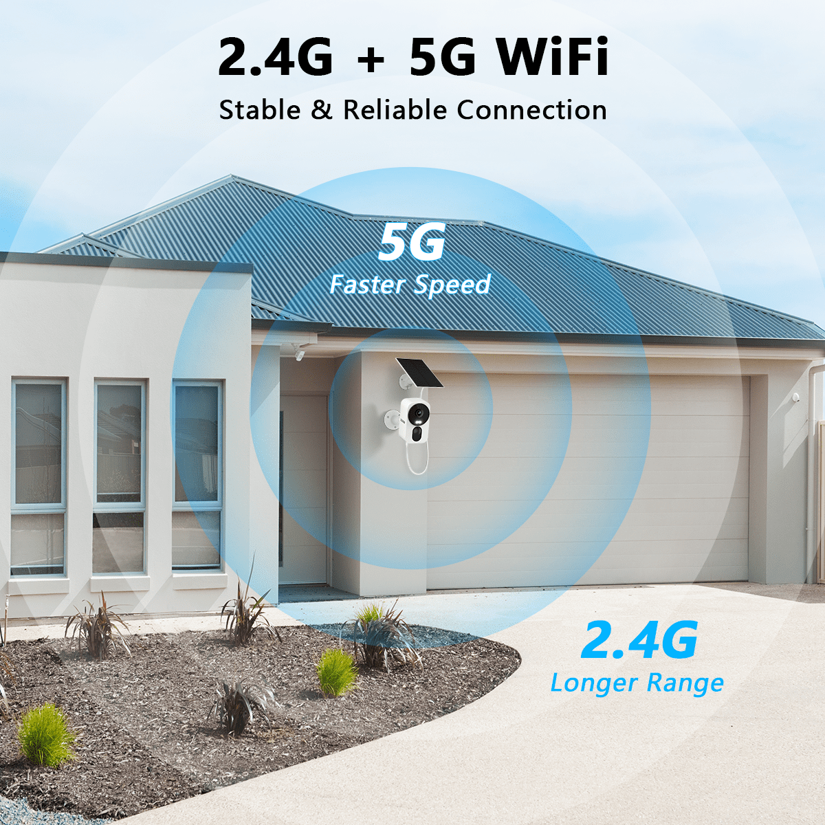OOSSXX 2K Wireless Solar Security Camera Outdoor, 4MP WiFi Cameras with PIR Human Detection, Color Night Vision, 2.4G/5G Dual-Band, Two-Way Audio, IP65 Waterproof, SD/Cloud Storage