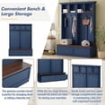 thumbnail image 4 of DRNANLIT Farmhouse 4-in-1 Coat Rack Hall Tree with Bench, 2 Large Drawers & Hooks, Wood Grain, Blue – Mudroom Entryway Organizer, 4 of 10