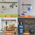 thumbnail image 4 of Garage Organizer, 64inch Adjustable Storage System With 16 Hooks 4 Pcs Rails Tool Storage Wall Mounted Garden Storage Door Mop Broom Tools Hol, 4 of 6