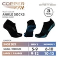 thumbnail image 3 of Calcetines deportivos Copper Fit No Show, unisex, negros, 3 pares, 3 of 6