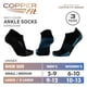 thumbnail image 3 of Calcetines deportivos Copper Fit No Show, unisex, negros, 3 pares, 3 of 6