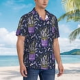 thumbnail image 3 of Fuzoiu Lavender Flowers Print Hawaiian Shirt for Men, Summer Beach Casual Short Sleeve Button Down Shirts, Men’s Beach Summer Shirts with Pocket,X-Large, 3 of 7