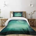 thumbnail image 3 of Ambesonne Teal Quilted Bedspread Set 2 Pcs, Spooky Forest Halloween, Twin Size, Teal, 3 of 6