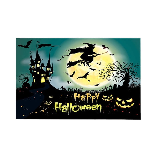 Fiudx Ofertas del día Alfombrilla de Halloween con temática aterradora, decoración de calaveras y estampados, alfombrilla para puerta de entrada, alfombra para puerta de entrada