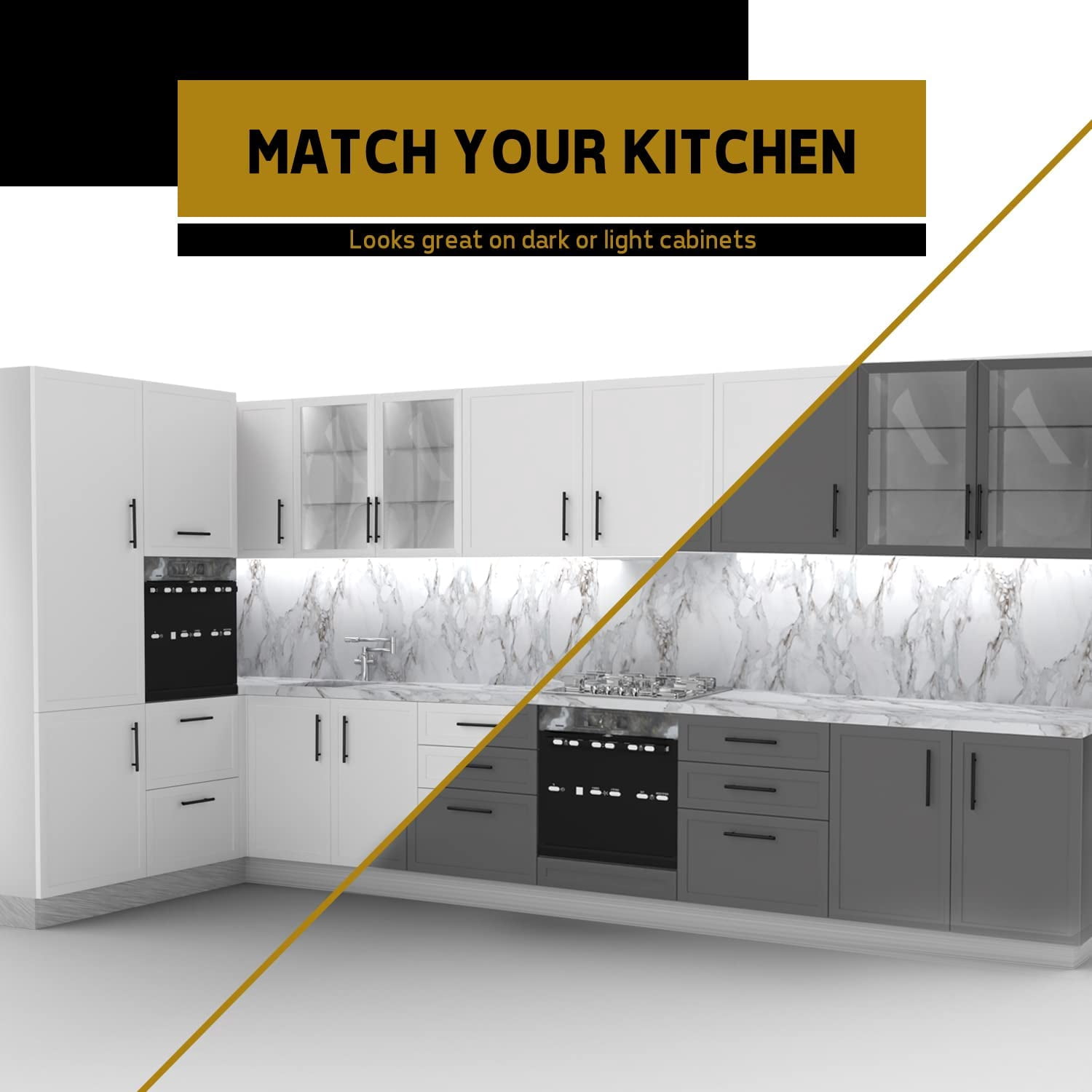 Mega Handles / Cabinet Pulls 7.38 Inch / Stainless Steel Cabinet Handle Pulls / Matte Black / 35 pack