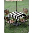 thumbnail image 4 of Outdoor Tablecloth with Umbrella Hole for Patio/Picnic/Party/Camping, Black Striped Waterproof Table Cloth Square Cover Washable, Farmhouse Aesthetic Modern Stripes (60"x 60"), 4 of 9