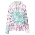 thumbnail image 6 of Hoodies for Women Fashion Tie Dye Gradient Oversized Sweatshirt Plus Size Loose Fit Cute Hooded Jacket Outwears Drawstring Fall Pullover Tops with Pocket, 6 of 7
