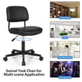 thumbnail image 4 of Patiojoy Leisure Office Chair Mid-back Swivel Task Chair PU Leather Adjustable Armless Chair Retro Design Black, 4 of 9