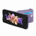 thumbnail image 5 of SaniMore for Samsung Galaxy Z Flip 4 6.7" 2022 Case, Detachable Zipper Wallet Card Slots Kickstand Wireless Charging Wear-resistant PU Leather Shockproof Folding Case for Galaxy Z Flip 4, Purple, 5 of 9