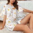 thumbnail image 4 of Xecao Funny Chicken Pattern Women's Short Sleeve Pajama Set Soft Sleepwear Lounge Set with Button Front Top and Drawstring Shorts with Pockets-Large, 4 of 6