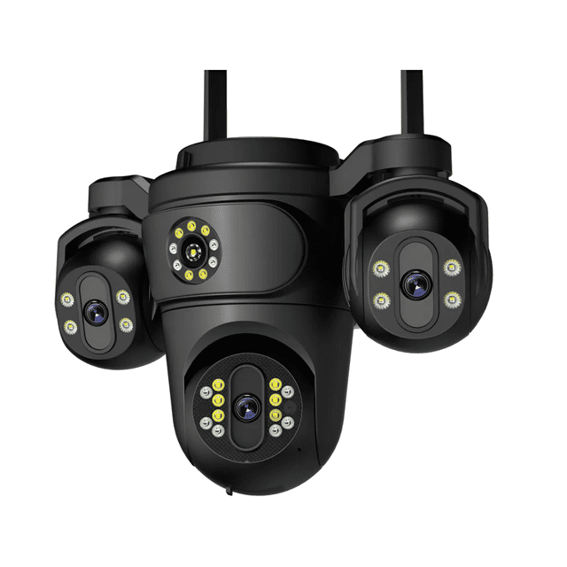 "Cámara De Seguridad Wifi Exterior 360° Tres Lentes Alarma LAB.G Negra "
