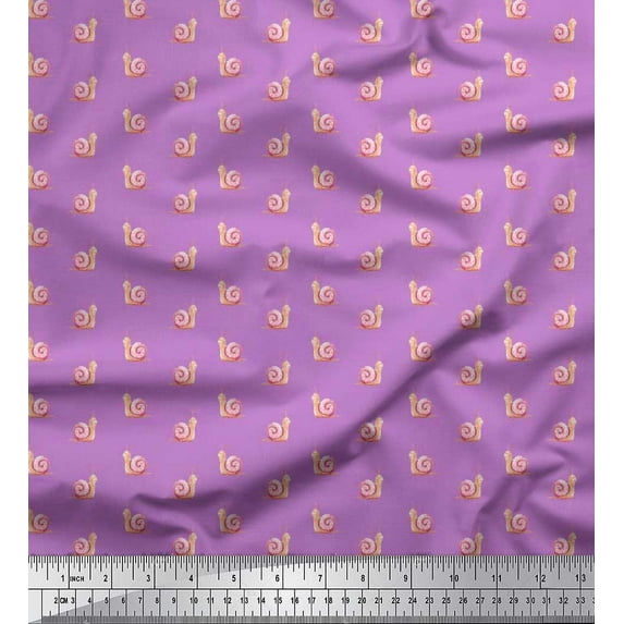 Soimoi Georgette Viscose Fabric Snail Insects Printed Craft Fabric by The Yard 42 Inch Wide