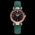 thumbnail image 4 of LVPAI Reloj de cuarzo de cuero PU con patrón de esfera de cielo estrellado Reloj femenino vintage (verde), 4 of 4