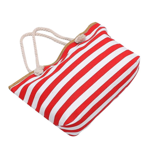 Women Handbag Tote Bag for Shopping Beach Daily Use Red Canvas Large Storage Capacity 1Pcs