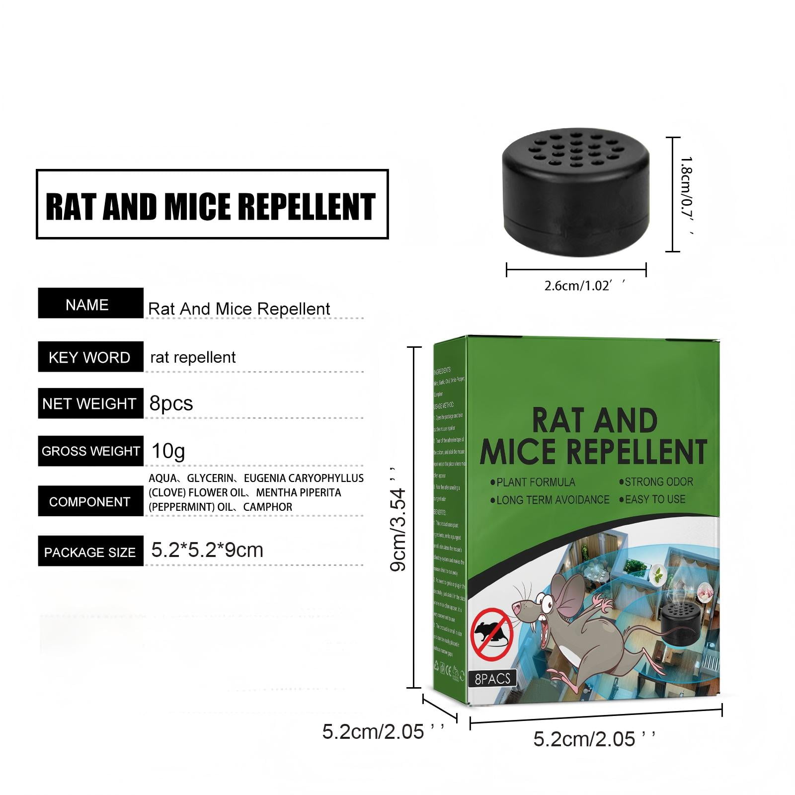 Alvantor Rat and Mouse Rodent Repellent with Peppermint Garlic Chili for Car Engine Home Outdoor Indoor Mice Deterrent, 8pcs
