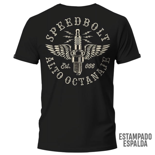 Playera Negra Manga Corta Grande Speedbolt