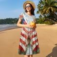 thumbnail image 4 of Fotbe Patriotic Butterfly Floral Vestido Largo de Moda para Mujer, Vestido Tipo Camiseta con Manga Corta y Estilo Casual a Rayas y Bloques de Color, 4 of 6