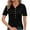 Black, variant on AherBiu Short Sleeve Shirt for Women Half Button up Lapel V Neck Summer Casual Loose Fitted Tops Blouse