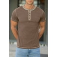 thumbnail image 2 of Iceglad Mens Henley Short Sleeve T-Shirt Cotton Lightweight Button T-Shirts Basic Casual Shirts Vg Brown M, 2 of 10