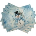 thumbnail image 2 of Blue Snowman Snowflake Winter Placemats Set of 4 Seasonal Christmas Linen Table Mats 12x18 Inch Xmas Holiday Snow Farmhouse Rustic Washable Place Mats for Party Kitchen Dining Outdoor Indoor Decor, 2 of 7