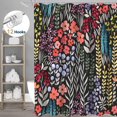 thumbnail image 1 of Dznils Cortina Shower de Tela Floral Colorida Boho Patrón de Acuarela con Ganchos, 72 x 72, Negro, 1 of 11
