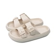 thumbnail image 4 of UDAUDU Womens Mens House Slippers Shower Sandals Comfortable Soft Beach Sole Thick Foam Double Buckle Adjustable Outdoor Shoe Khaki 8.5 Wide, 4 of 4