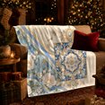 thumbnail image 3 of Ivory White Ornate Baroque Medallion Pearls Jewels Living, Warm Flannel Blanket for Living Room and Family Room, Festive autumn celebration Scene, Art Lovers autumn celebration Gift, 3 of 9