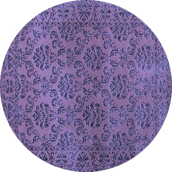 Ahgly Company Machine Washable Indoor Round Abstract Blue Contemporary Area Rugs, 5' Round