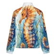 thumbnail image 6 of Jackets for Women Winter Coat Jackets Flannel Stand Collar Jacket(Underwater World Seahorse Watercolor,Size:S-4XL), 6 of 7
