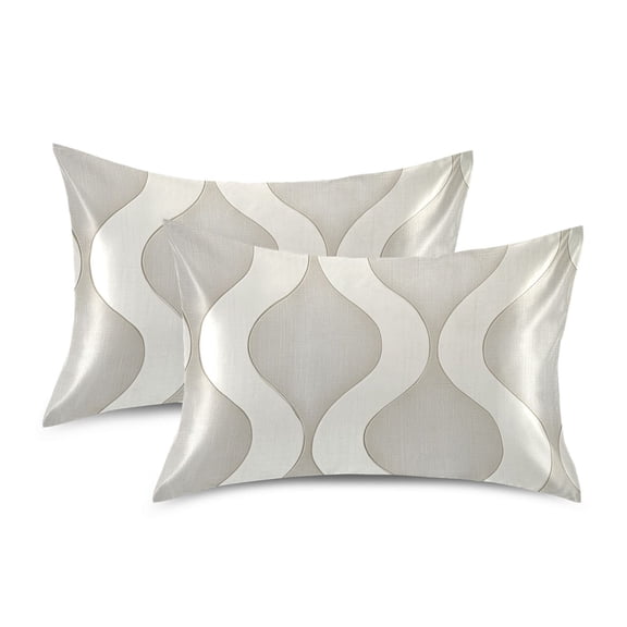 Yayeee Pillowcase Standard Size Set of 2 Satin Wrinkle Resistant Pillow Case, Light Gray Pattern