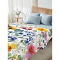 thumbnail image 4 of Leaf Flower Full Size Flat Sheet, Wrinkleproof & Fadeproof Cooling Flat Bed Sheet Only, Plant Floral Garden Leaf Spring Summer Breathable Soft Bedding Top Sheets 81 x 96 Inches, 4 of 8