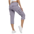 thumbnail image 4 of HKYNLAG Womens Capris with Pockets Petite Pull On Casual Cargo Pants Dressy Lightweight Ladies Baggy Cropped Pants for Hiking Light Purple XL, 4 of 5