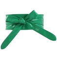 thumbnail image 2 of CBGELRT Leather Belts for Women Fashion Wrap Around Wide Elastic Belts Waistband Bow Knot Lace-up Tied Waist Cinch Belt for Dresses, Green, 2 of 4