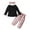 Black, variant on Zwiiyzr Toddler Girls Fall Cotton Outfit Lace Collar Long Sleeve Romper with Printing Floral Pants Headband Suit Baby Clothes Black