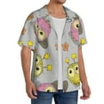 thumbnail image 4 of Fotbe Cartoon Owls print Short Sleeve Button Down Shirts for Men Casual Summer Beach Wrinkle Free Shirt-Small, 4 of 7