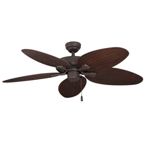 Tropical Bronze Outdoor Ceiling Fan, Wicker Outdoor Ceiling Fans With Lights