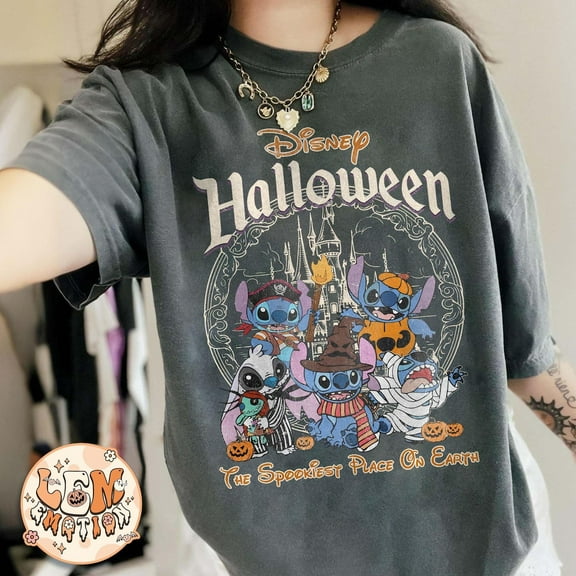 Retro Disney Stitch Halloween Comfort Colors T-Shirt, Stitch Horror Halloween Shirt