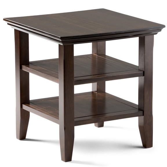 Simpli Home Acadian 19 inch Wide Solid Wood Transitional End Table in Brunette Brown