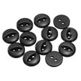 thumbnail image 1 of Uxcell 12 piezas 20L botones de costura redondos negros de 12.5 mm 1/2" resina de 2 agujeros para decoración de manualidades, 1 of 6