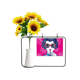 thumbnail image 1 of La cultura china Rojo mujer gafas Tarjeta de bendición de jarrón de girasol artificial, 1 of 3