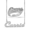 Personalized Set of Necklace and Name Ring. Script Font.