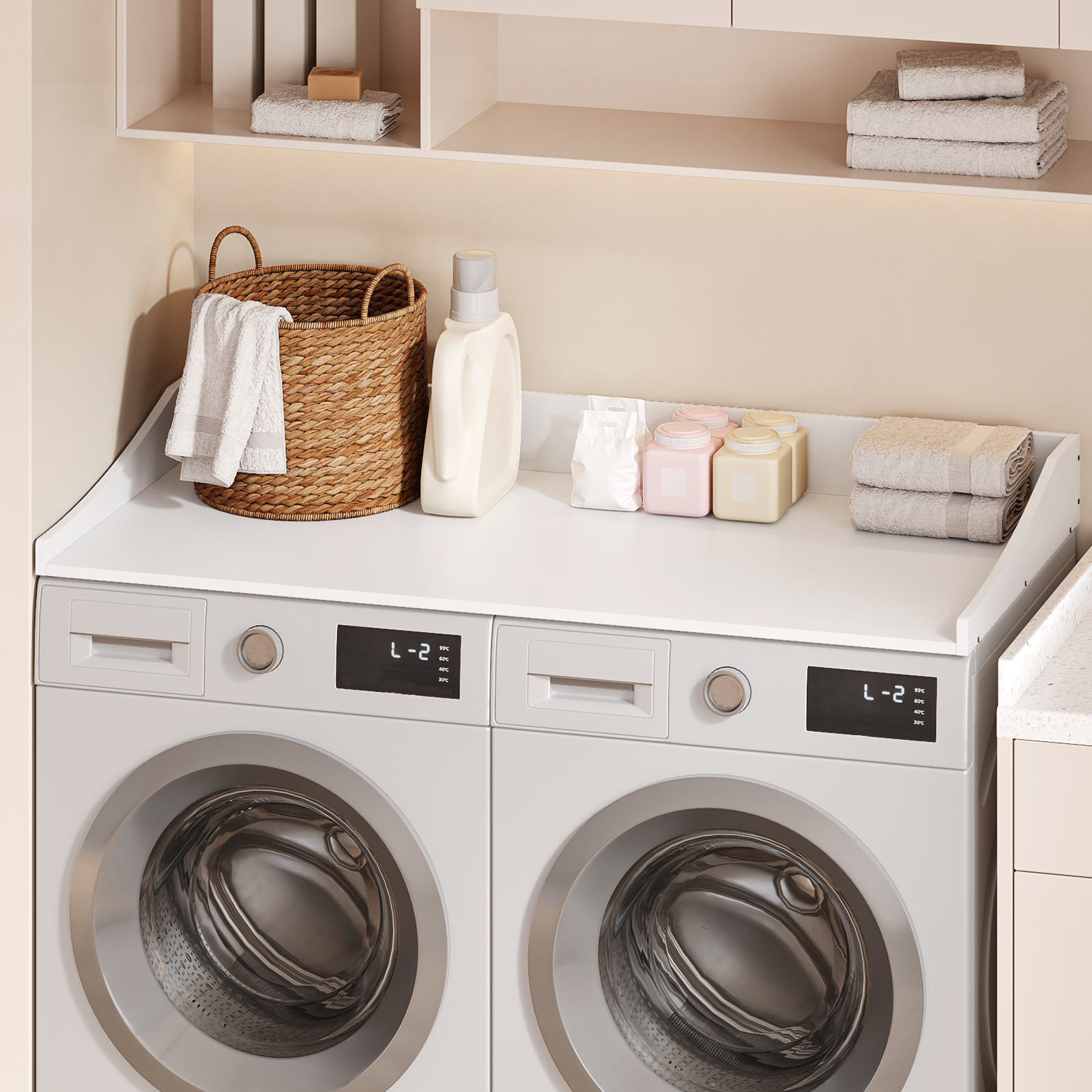 Tarnorci 54"Washer Dryer Countertop with Side Edge for Laundry Room Organization