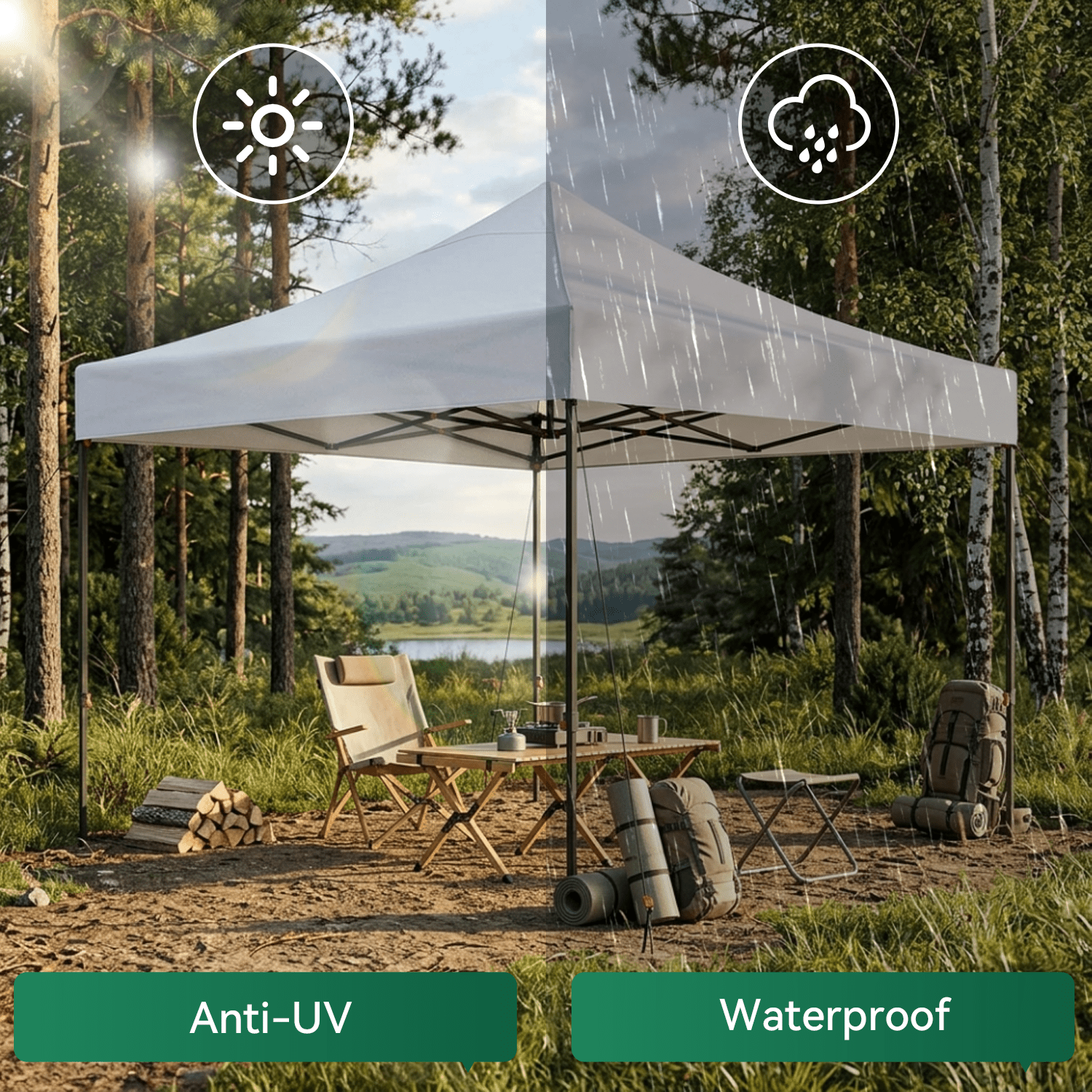 Dateyes 10x10FT Pop Up Canopy, Outdoor Canopy Tent with Carry Bag, Easy Setup Portable Instant Canopy with 4 Sandbags and 8 Stakes for Outdoor Events, Parties, Beach, Backyard, Lawn, White