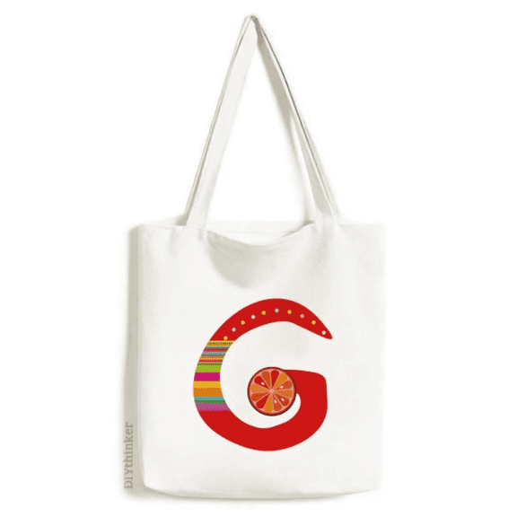G Alphabet Orange Fruit Cute Pattern Tote Canvas Bag Shopping Satchel Casual Handbag