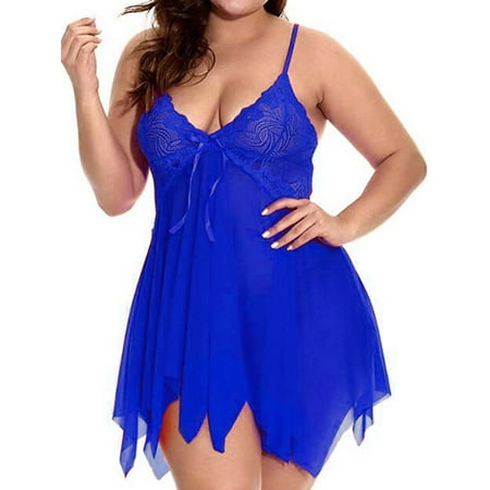 

Enjiwell Women s Plus Size Abdomen Underwear Set Pure Color Mesh Hem V Neck Sleeveless Nightdress