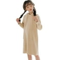thumbnail image 3 of XEGLSBU Girls Dresses Size 14-16 Long Kids Dress Girls Winter Long Sleeve Solid Color Knit Hooded Sweater Casual Dress for Children Clothes Girls Dresses Size 10-12 Fall Khaki Size 4-5 Years, 3 of 8