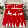 thumbnail image 2 of Feelyou Kawaii Santa Claus Queen Sheet Sets, Christmas Dreamy Festival Flat Sheet, Fairy Tale Queen Fitted Sheet, Luxury Bedroom Decor, 4pcs, 2 of 7