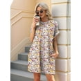 thumbnail image 6 of Women'S Summer Dresses Short Sleeve Cute Spring Mini Dress Crewneck Casual Beach Vacation Dresses Yellow Flower S, 6 of 10