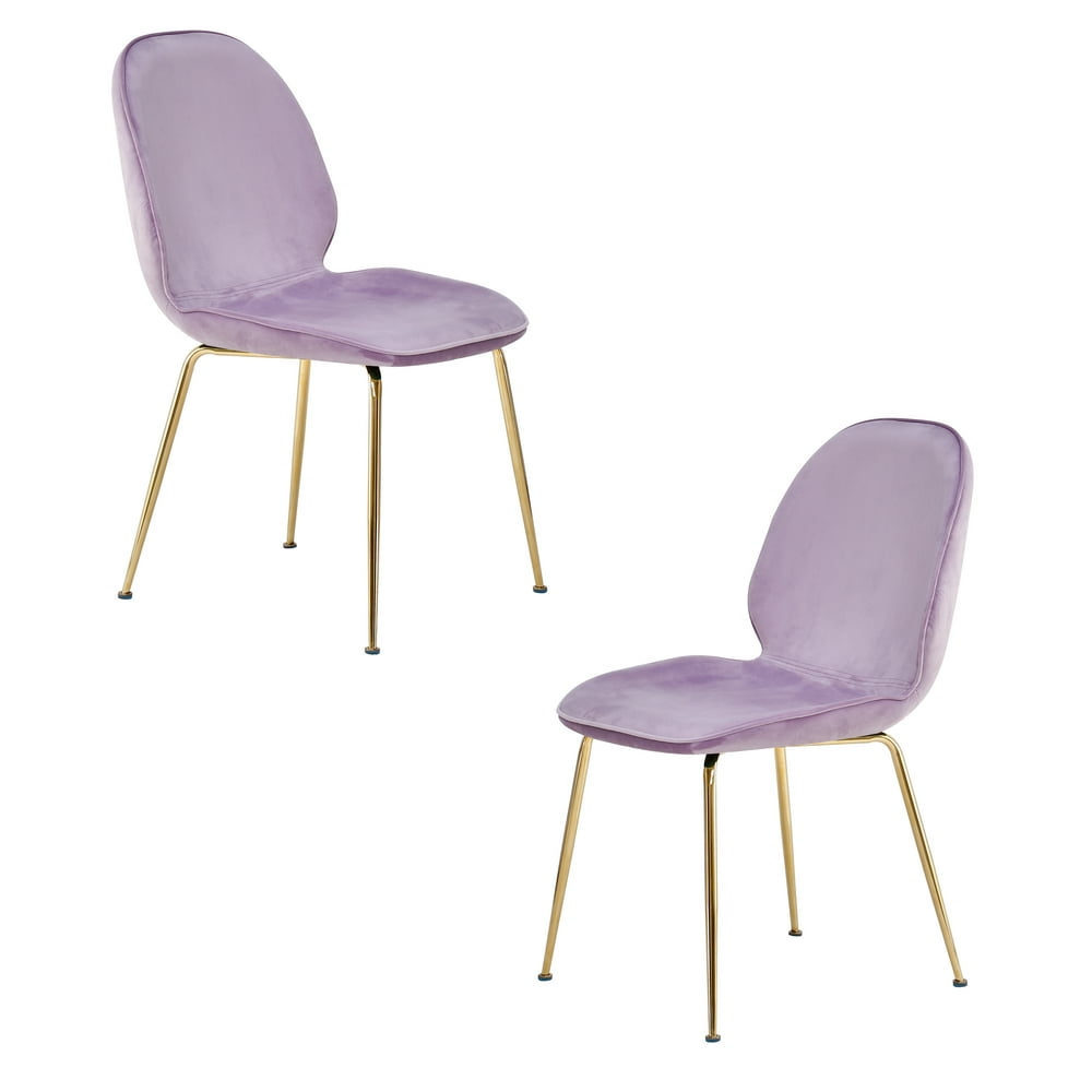 Best Master Furniture Tara Lavender Velvet and Gold Dining Chair, Set